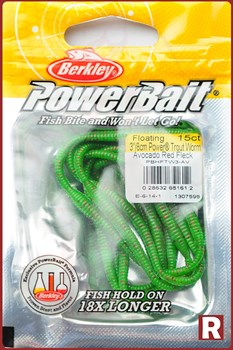 Berkley PowerBait Trout Worm (Avocado Red Fleck)