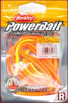 Berkley PowerBait Trout Worm (Yellow/Orange)