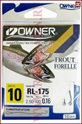 Форелевые поводки Owner Trout RL-175, 10шт, 0.18мм, №6