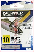 Форелевые поводки Owner Trout RL-175, 10шт, 0.18мм, №7