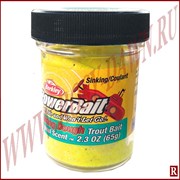 Berkley PowerBait Sinking Glitter Sunshine Yellow(тонущая, солнечно-желтая с блестками)